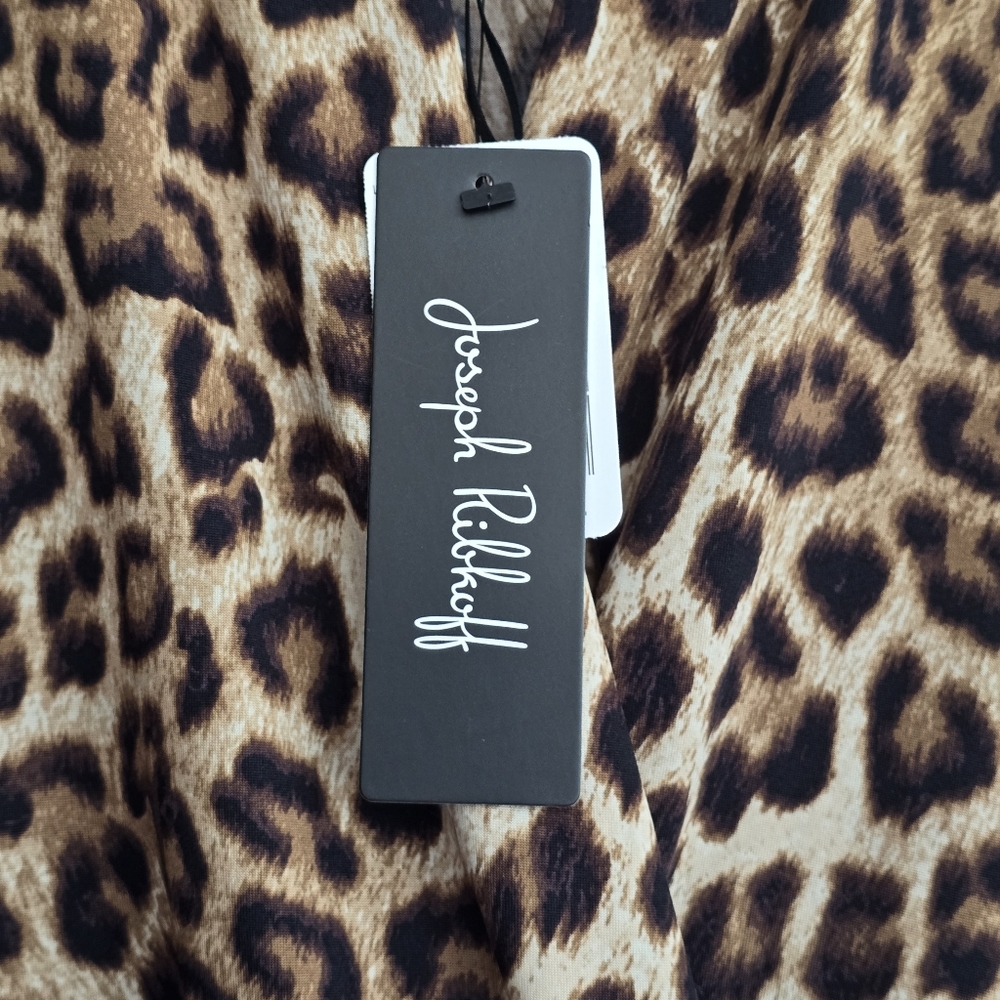 Joseph Ribkoff Leopard-Print Wrap Midi Dress in Brown and Black - Picture 5 of 7